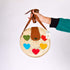 Charming Shoulder Bag with Colored Hearts and Flap Closure